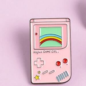 Pink Game Girl Game System Pin Brooch